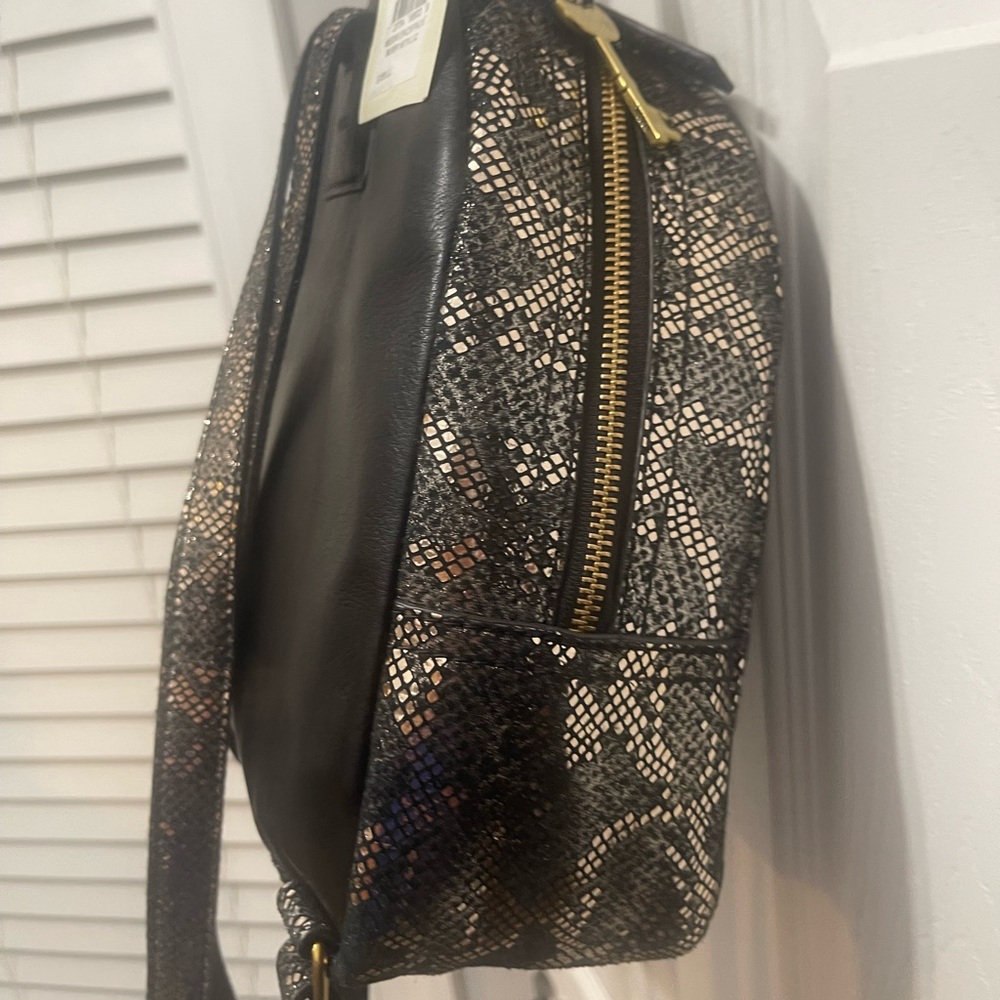 Fossil Black and Gold Patterned Backpack - Picture 8 of 13